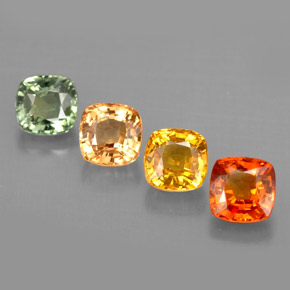 Gemas de zafiro multicolor natural de  ct, corte cojín, VVS-VS