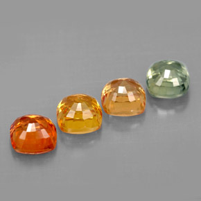 Gemas de zafiro multicolor natural de  ct, corte cojín, VVS-VS