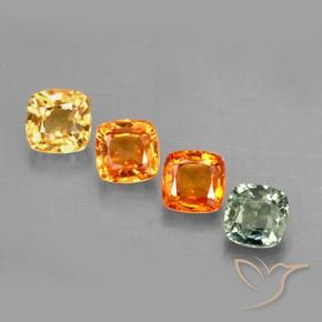 Gemas de zafiro multicolor natural de 2,19 ct, corte cojín, VVS-VS