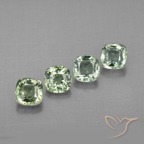 Gemas de zafiro verde natural de 1,72 ct, corte cojín, VVS-VS