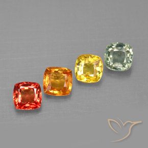 Gemas de zafiro multicolor natural de 1,66 ct, corte cojín, VVS-VS