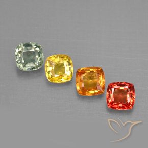 Gemas de zafiro multicolor natural de 1,66 ct, corte cojín, VVS-VS