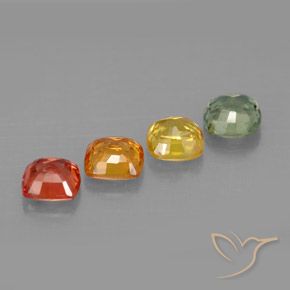 Gemas de zafiro multicolor natural de 1,66 ct, corte cojín, VVS-VS