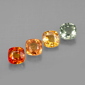 Gemas de zafiro multicolor natural de 1,94 ct, corte cojín, VVS-VS