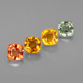 Gemas de zafiro multicolor natural de  ct, corte cojín, VVS-VS