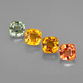 Gemas de zafiro multicolor natural de  ct, corte cojín, VVS-VS