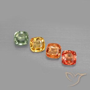 Gemas de zafiro multicolor natural de 2,21 ct, corte cojín, VVS-VS