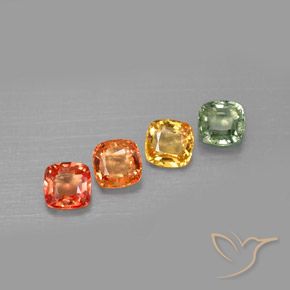 Gemas de zafiro multicolor natural de 2,21 ct, corte cojín, VVS-VS