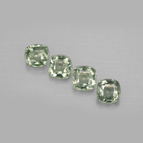 Gemas de zafiro verde natural de  ct, corte cojín, VVS-VS