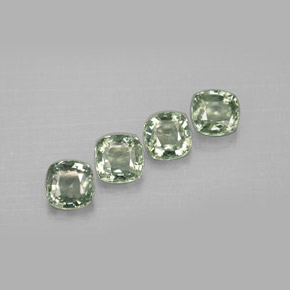 Gemas de zafiro verde natural de  ct, corte cojín, VVS-VS