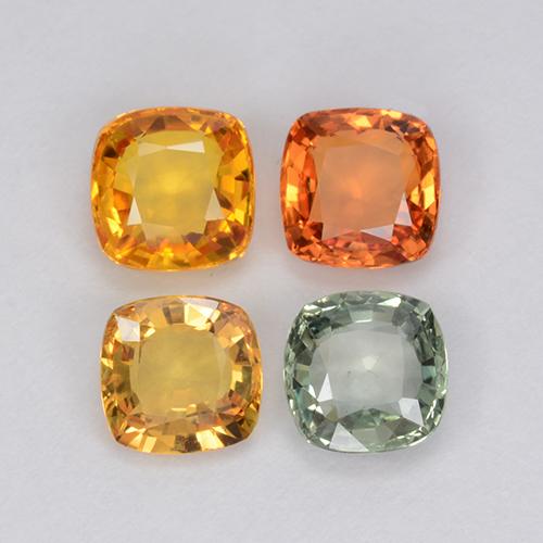 Gemas de zafiro multicolor natural de 2,22 ct, corte cojín, VVS-VS