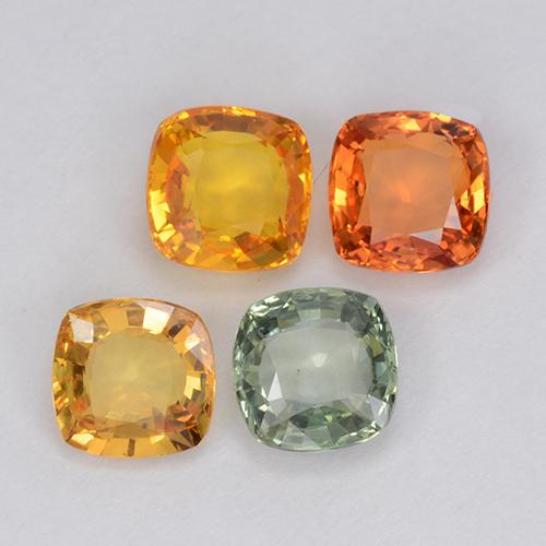 Gemas de zafiro multicolor natural de 2,22 ct, corte cojín, VVS-VS
