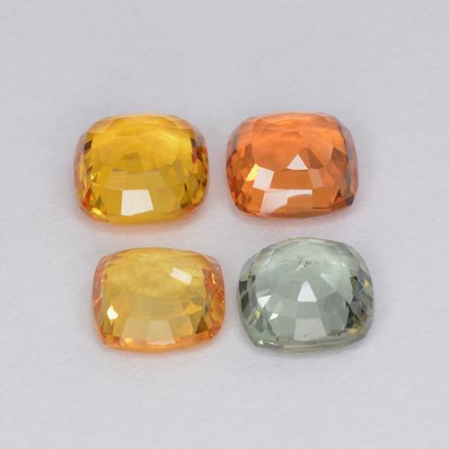 Gemas de zafiro multicolor natural de 2,22 ct, corte cojín, VVS-VS