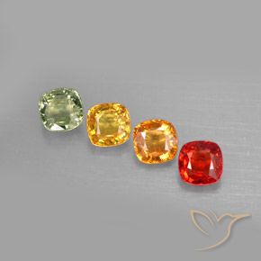 Gemas de zafiro multicolor natural de 2,38 ct, corte cojín, VVS-VS