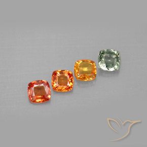 Gemas de zafiro multicolor natural de 1,49 ct, corte cojín, VVS-VS
