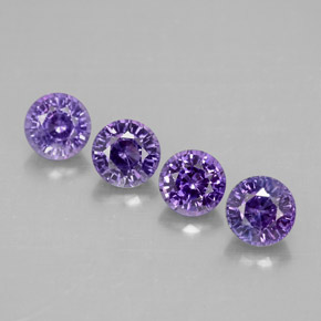 Gemas de zafiro violeta natural de  ct, corte redondo, VVS-VS