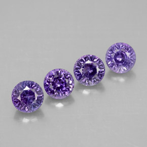 Gemas de zafiro violeta natural de  ct, corte redondo, VVS-VS