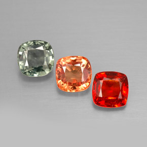 Gemas de zafiro multicolor natural de  ct, corte cojín, VVS-VS