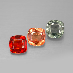 Gemas de zafiro multicolor natural de  ct, corte cojín, VVS-VS