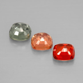 Gemas de zafiro multicolor natural de  ct, corte cojín, VVS-VS