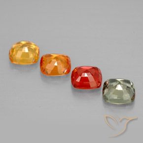 Gemas de zafiro multicolor natural de 2,17 ct, corte cojín, VVS-VS