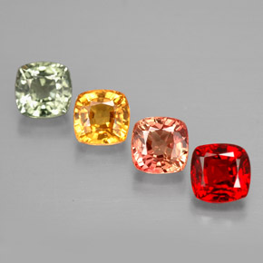 Gemas de zafiro multicolor natural de 2,21 ct, corte cojín, VVS-VS