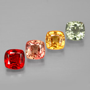 Gemas de zafiro multicolor natural de 2,21 ct, corte cojín, VVS-VS