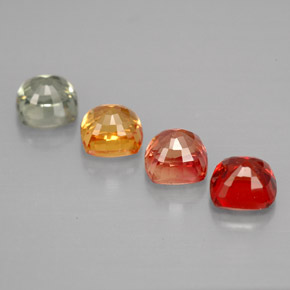 Gemas de zafiro multicolor natural de 2,21 ct, corte cojín, VVS-VS