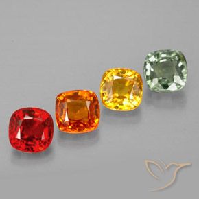 Gemas de zafiro multicolor natural de 2,51 ct, corte cojín, VVS-VS