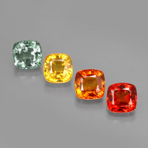 Gemas de zafiro multicolor natural de  ct, corte cojín, VVS-VS