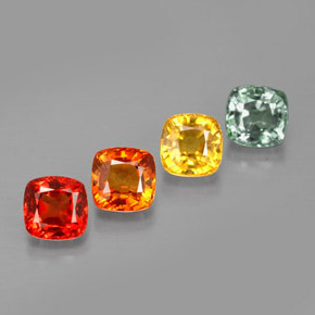 Gemas de zafiro multicolor natural de  ct, corte cojín, VVS-VS