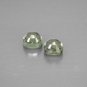 Gemas de zafiro verde natural de  ct, corte cojín, VVS-VS