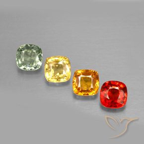 Gemas de zafiro multicolor natural de 1,92 ct, corte cojín, VVS