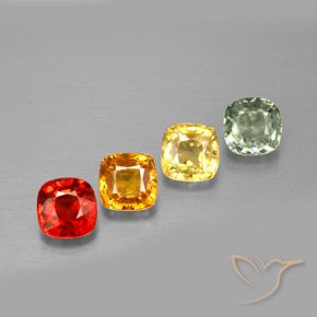 Gemas de zafiro multicolor natural de 1,92 ct, corte cojín, VVS
