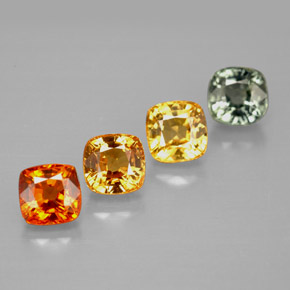 Gemas de zafiro multicolor natural de  ct, corte cojín, VVS