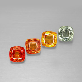 Gemas de zafiro multicolor natural de 1,93 ct, corte cojín, VVS