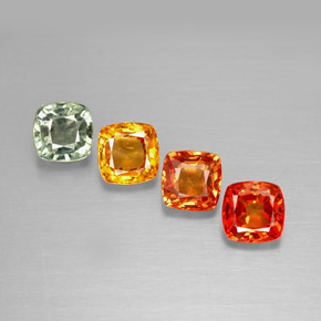 Gemas de zafiro multicolor natural de 1,93 ct, corte cojín, VVS