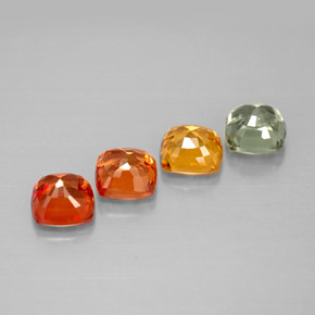 Gemas de zafiro multicolor natural de 1,93 ct, corte cojín, VVS