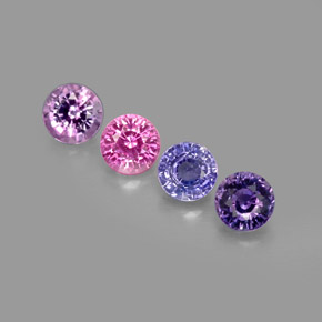 Gemas de zafiro multicolor natural de  ct, corte redondo, VVS-VS