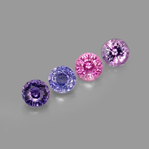 Gemas de zafiro multicolor natural de  ct, corte redondo, VVS-VS