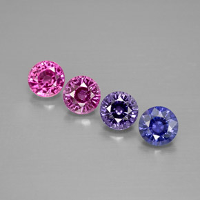 Gemas de zafiro multicolor natural de  ct, corte redondo, VVS