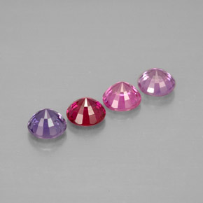 Gemas de zafiro multicolor natural de  ct, corte redondo, VVS