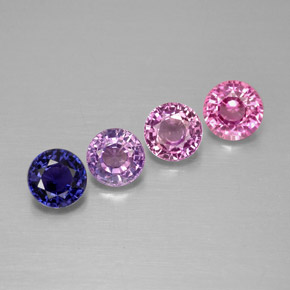 Gemas de zafiro multicolor natural de  ct, corte redondo, VVS