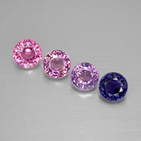Gemas de zafiro multicolor natural de  ct, corte redondo, VVS