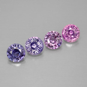 Gemas de zafiro multicolor natural de  ct, corte redondo, VVS