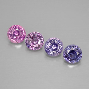 Gemas de zafiro multicolor natural de  ct, corte redondo, VVS