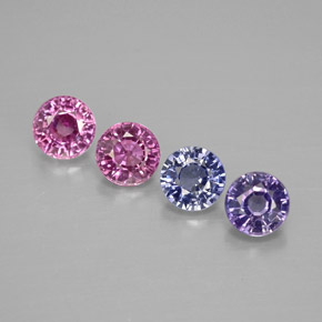 Gemas de zafiro multicolor natural de  ct, corte redondo, VVS-VS