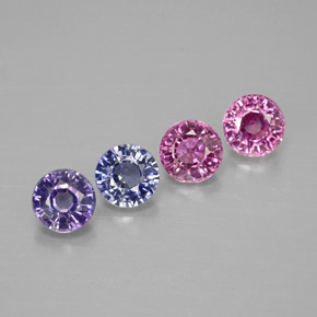 Gemas de zafiro multicolor natural de  ct, corte redondo, VVS-VS