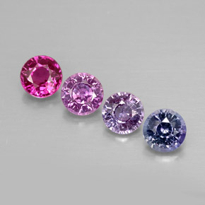 Gemas de zafiro multicolor natural de  ct, corte redondo, VVS