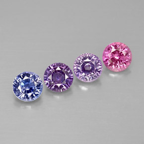 Gemas de zafiro multicolor natural de  ct, corte redondo, VVS-VS